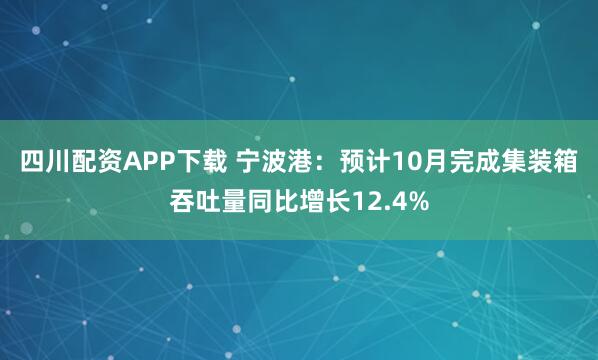 四川配资APP下载 宁波港：预计10月完成集装箱吞吐量同比增长12.4%