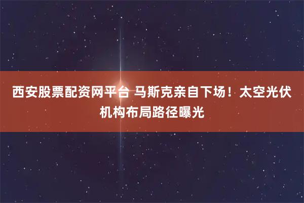 西安股票配资网平台 马斯克亲自下场！太空光伏机构布局路径曝光